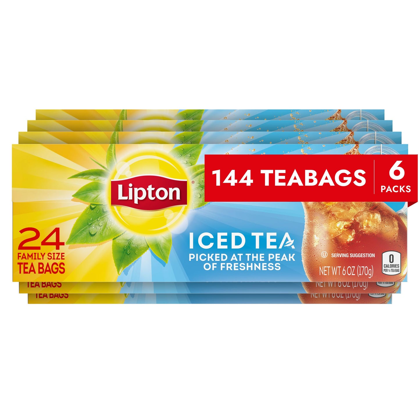 Lipton Unsweetened Family Size Black Tea Bags, 144 Count (Pack of 6) – product image 6 of 10