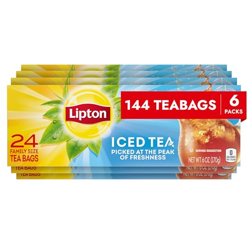Lipton Unsweetened Family Size Black Tea Bags, 144 Count (Pack of 6) – product image 1 of 10