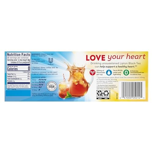 Lipton Unsweetened Family Size Black Tea Bags, 144 Count (Pack of 6) – product image 3 of 10